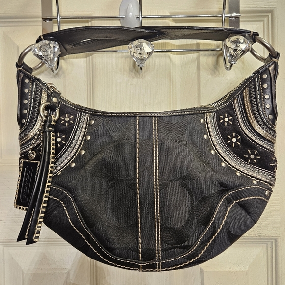 Coach Handbags - Coach limited edition black soho jacquard studded grommet hobo handbag purse